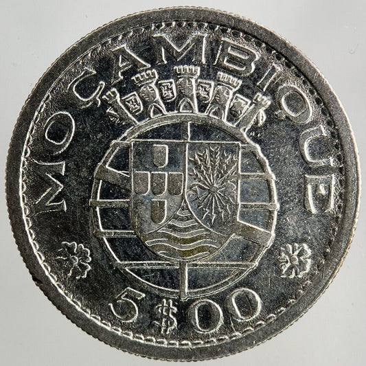 1960 Portugal Mozambique 5 Escudos Silver Coin | Fine Collectable Grade