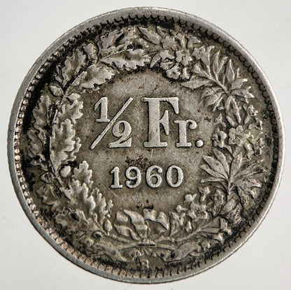 1960 Switzerland Swiss 1/2 Half Franc Silver Coin | Fine Collectable Grade