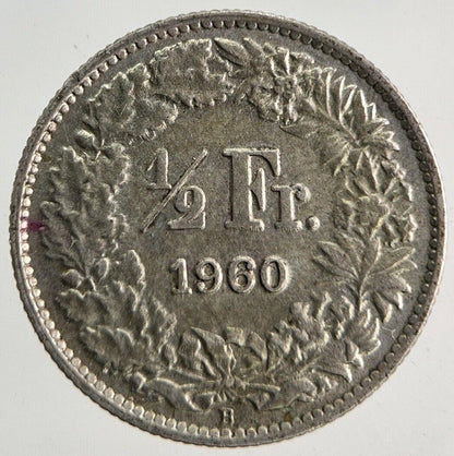1960 Switzerland Swiss 1/2 Half Franc Silver Coin | Fine Collectable Grade