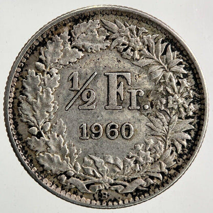 1960 Switzerland Swiss 1/2 Half Franc Silver Coin | Fine Collectable Grade