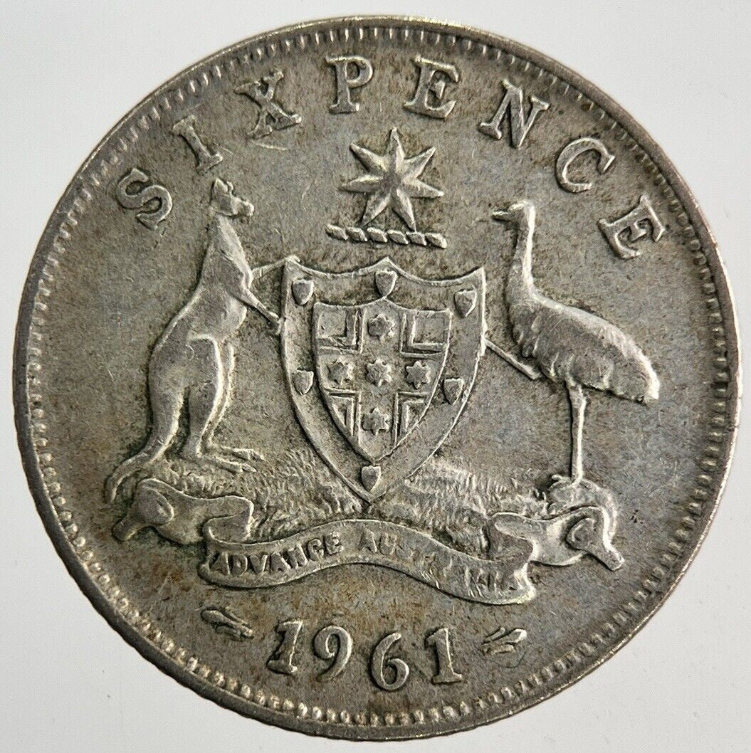 1961 Australia Sixpence Silver Coin | Fine Collectable Grade