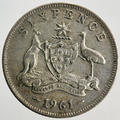 1961 Australia Sixpence Silver Coin | Fine Collectable Grade
