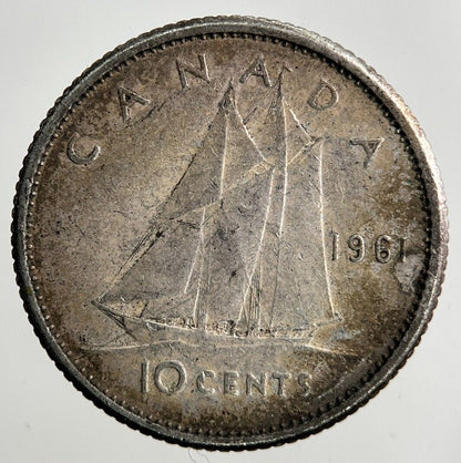 1961 Canada 10 Cents Silver Coin | Fine Collectable Grade