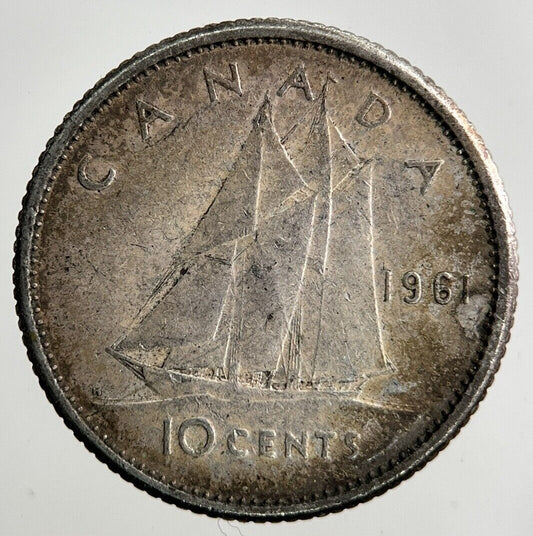 1961 Canada 10 Cents Silver Coin | Fine Collectable Grade