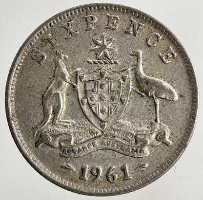 1961 Australia Sixpence Silver Coin | Fine Collectable Grade