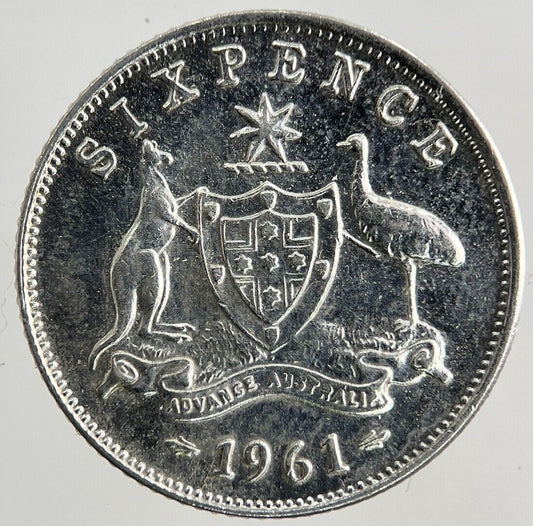 1961 Australia Sixpence Silver Coin | Fine Collectable Grade