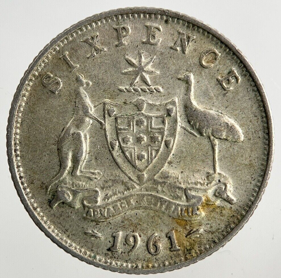 1961 Australia Sixpence Silver Coin | Fine Collectable Grade