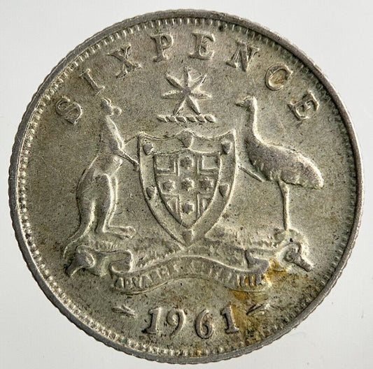 1961 Australia Sixpence Silver Coin | Fine Collectable Grade