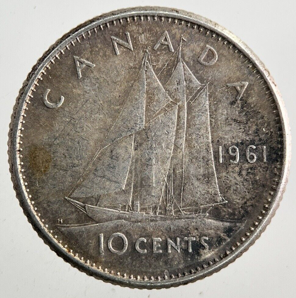 1961 Canada 10 Cents Silver Coin | Fine Collectable Grade