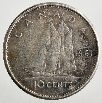 1961 Canada 10 Cents Silver Coin | Fine Collectable Grade