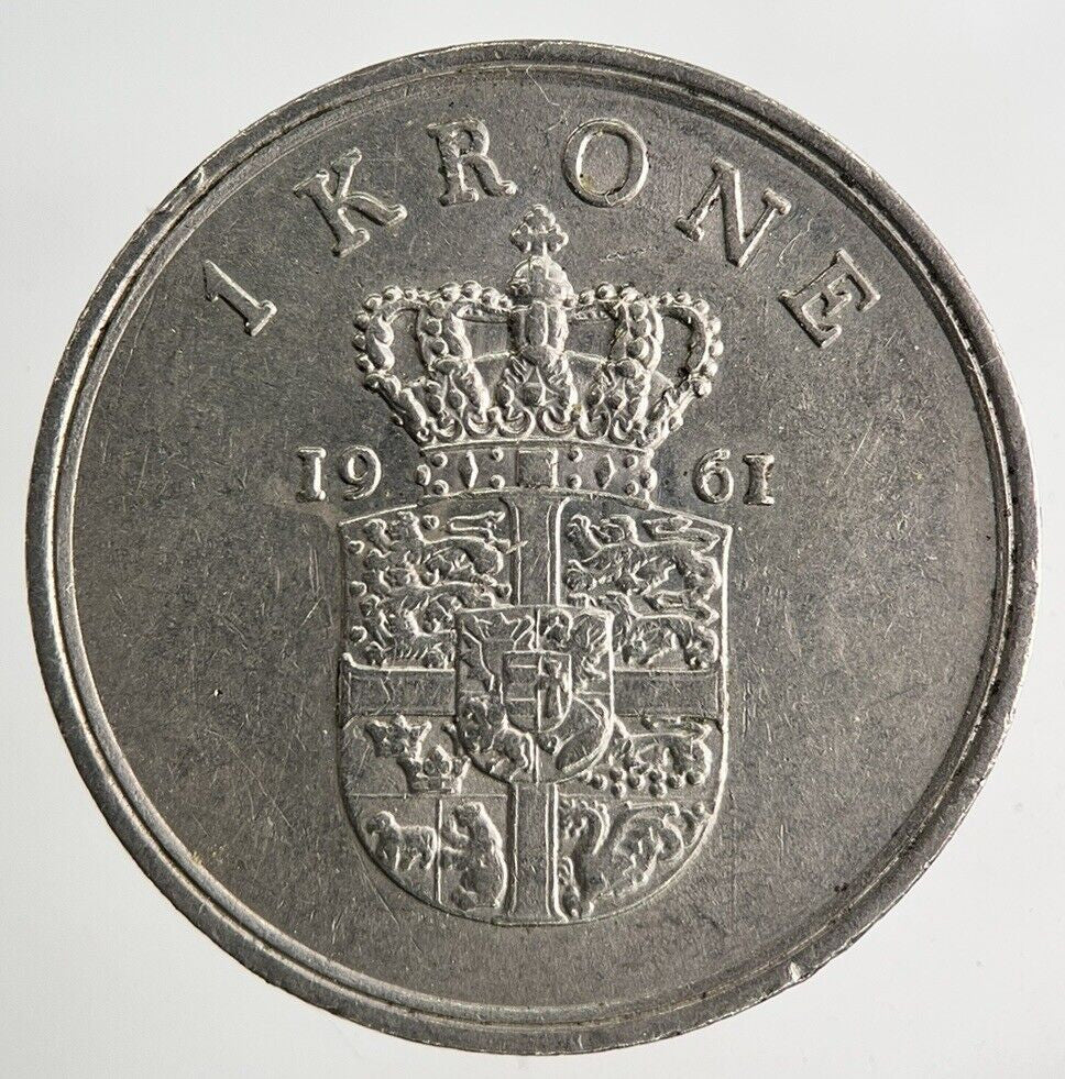 1961 Denmark 1 Kroner Krone Coin | Fine Collectable Grade