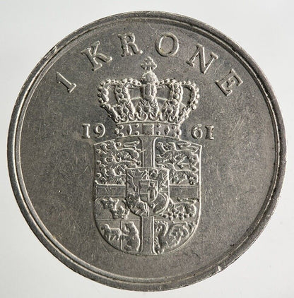 1961 Denmark 1 Kroner Krone Coin | Fine Collectable Grade