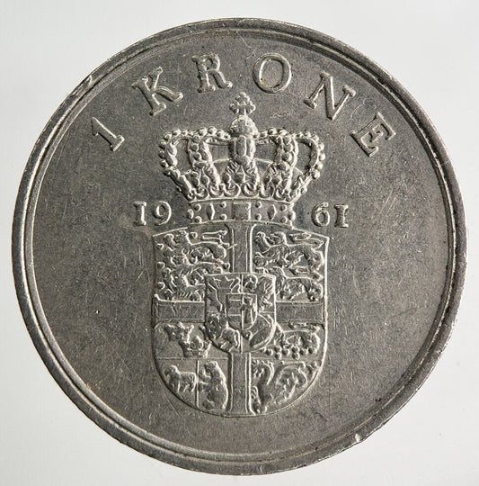 1961 Denmark 1 Kroner Krone Coin | Fine Collectable Grade