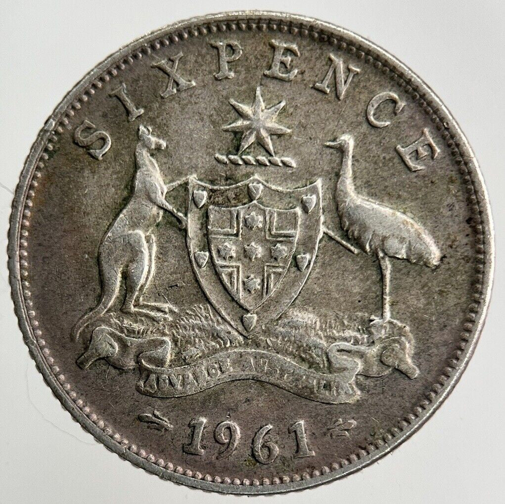 1961 Australia Sixpence Silver Coin | Fine Collectable Grade