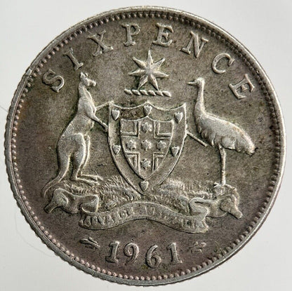 1961 Australia Sixpence Silver Coin | Fine Collectable Grade