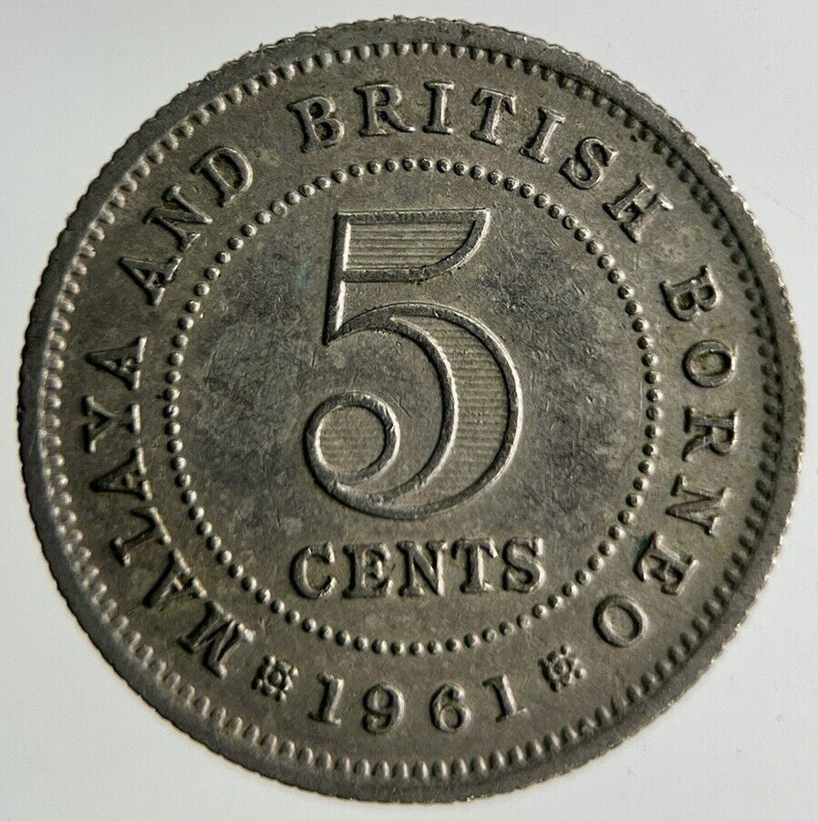 1961 Malaya Settlement Straits 5 Cents Coin | Fine Collectable Grade