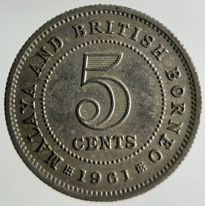 1961 Malaya Settlement Straits 5 Cents Coin | Fine Collectable Grade