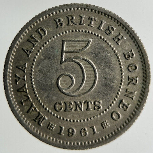 1961 Malaya Settlement Straits 5 Cents Coin | Fine Collectable Grade