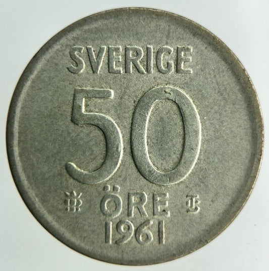 1961 Sweden 50 Ore Silver Coin | Fine Collectable Grade
