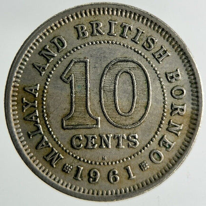 1961 Malaya Settlement Straits 10 Cents Coin | Fine Collectable Grade