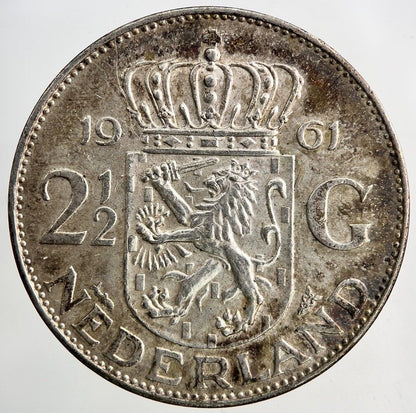 1961 Netherlands 2 1/2 Gulden Silver Coin | Very High Grade