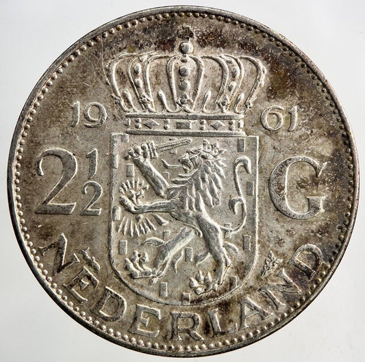1961 Netherlands 2 1/2 Gulden Silver Coin | Very High Grade
