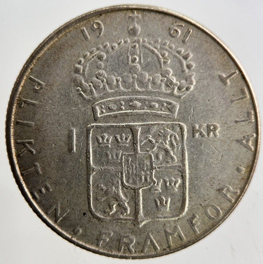 1961 Sweden 1 Krona Silver Coin | Fine Collectable Grade