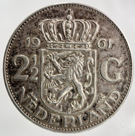 1961 Netherlands 2 1/2 Gulden Silver Coin | Very High Grade