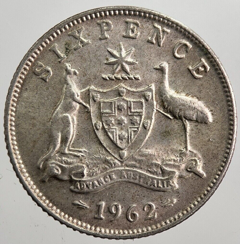 1962 Australia Sixpence Silver Coin | Fine Collectable Grade | a8002
