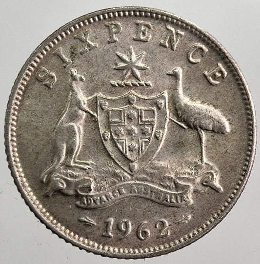 1962 Australia Sixpence Silver Coin | Fine Collectable Grade | a8002