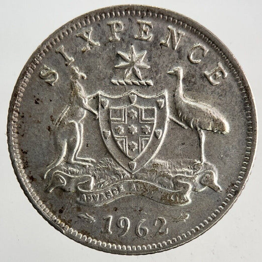1962 Australia Sixpence Silver Coin | Fine Collectable Grade