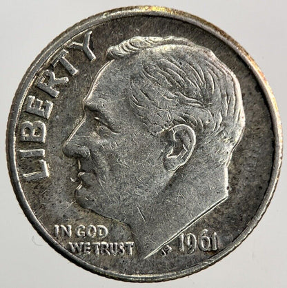 1961-D US USA Roosevelt One Dime Silver Coin | Fine Collectable Grade