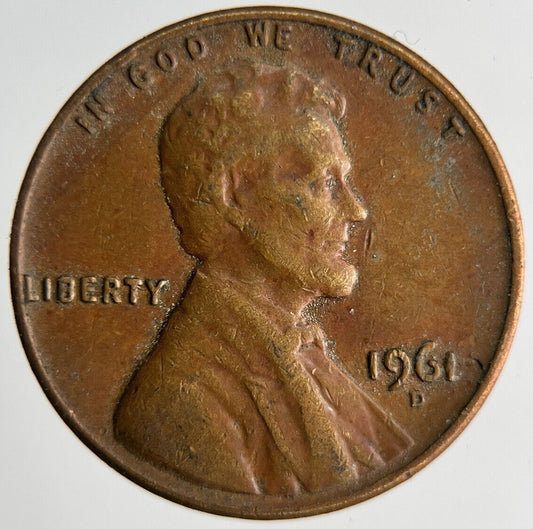 1961-D US USA Lincoln One 1 Cent Coin | Fine Collectable Grade