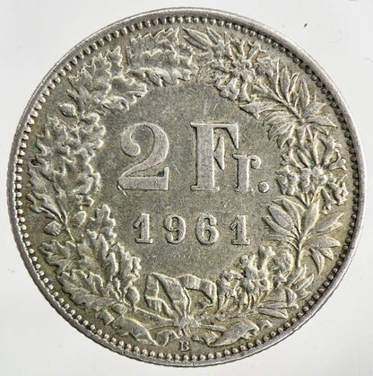 1961 Switzerland Swiss 2 Franc Silver Coin | Fine Collectable Grade