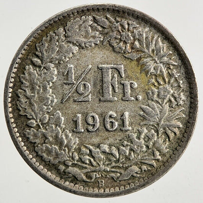 1961 Switzerland Swiss 1/2 Half Franc Silver Coin | Fine Collectable Grade