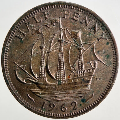 1962 Elizabeth II 2nd Half-Penny Coin | Very Fine Grade