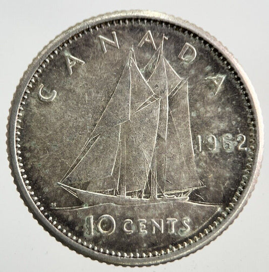 1962 Canada 10 Cents Silver Coin | Fine Collectable Grade