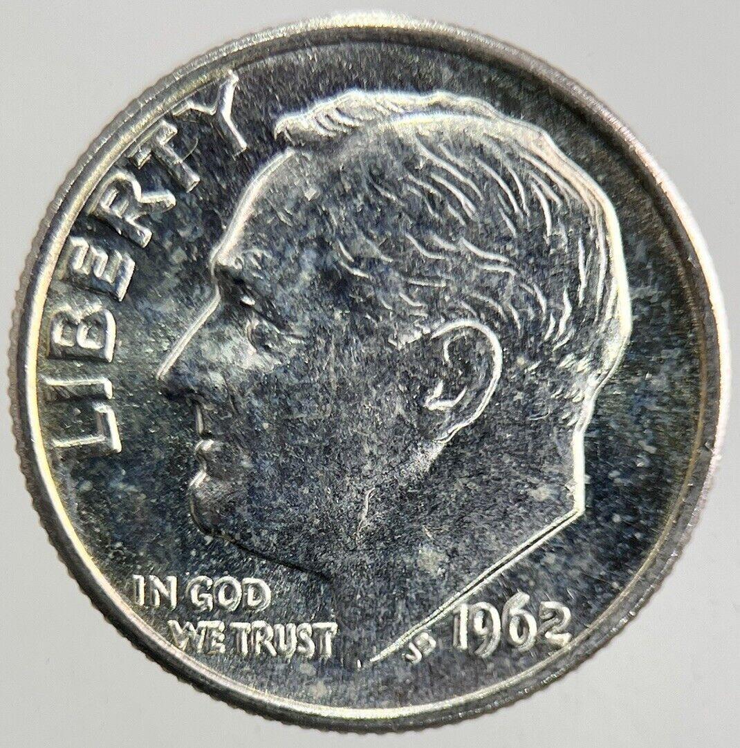 1962 US USA Roosevelt One Dime Silver Coin | Very High Grade