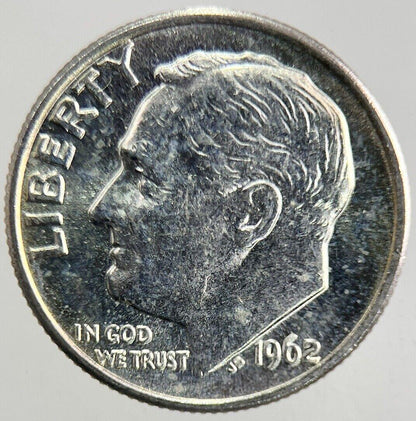 1962 US USA Roosevelt One Dime Silver Coin | Very High Grade