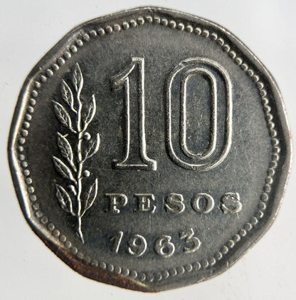 1963 Argentina 10 Pesos Coin | Fine Collectable Grade