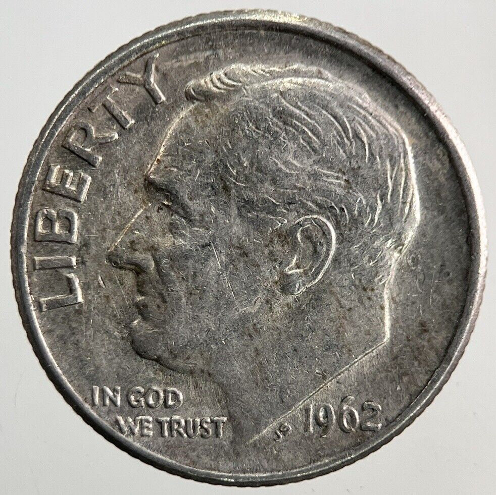 1962-D US USA Roosevelt One Dime Silver Coin | Fine Collectable Grade