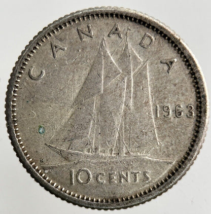 1963 Canada 10 Cents Silver Coin | Fine Collectable Grade