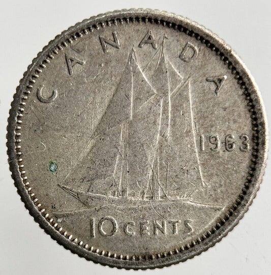 1963 Canada 10 Cents Silver Coin | Fine Collectable Grade