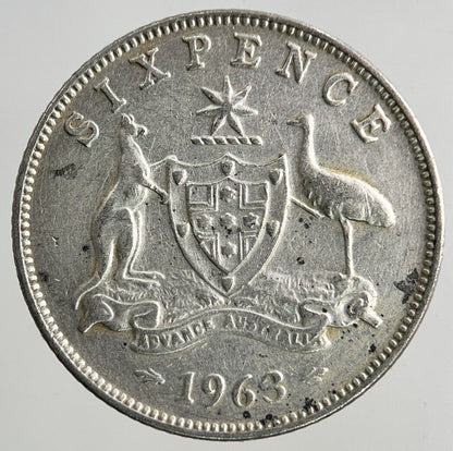 1963 Australia Sixpence Silver Coin | Fine Collectable Grade