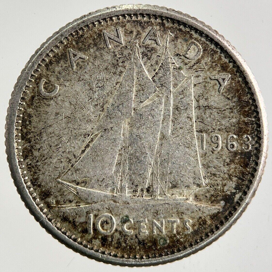 1963 Canada 10 Cents Silver Coin | Fine Collectable Grade