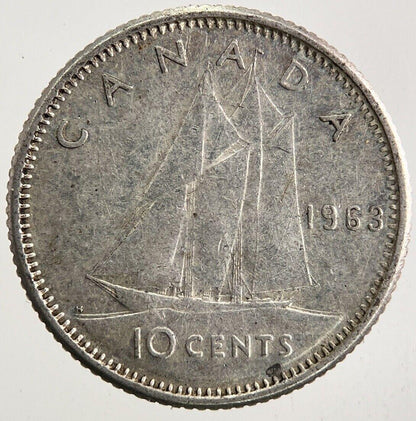 1963 Canada 10 Cents Silver Coin | Fine Collectable Grade