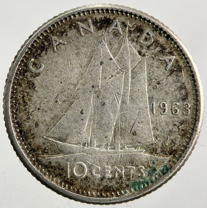1963 Canada 10 Cents Silver Coin | Fine Collectable Grade