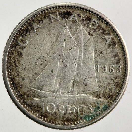 1963 Canada 10 Cents Silver Coin | Fine Collectable Grade