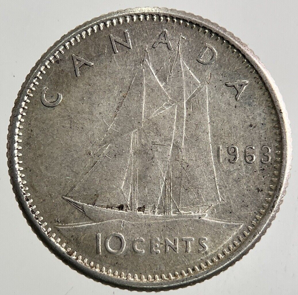1963 Canada 10 Cents Silver Coin | Fine Collectable Grade
