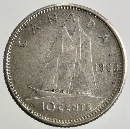 1963 Canada 10 Cents Silver Coin | Fine Collectable Grade